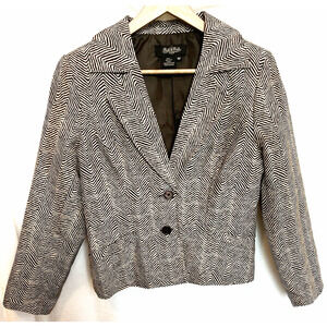 Peck &‎ Peck Womens Zebra Print Crop Silk Blazer  Size 10 P Career Office Preppy